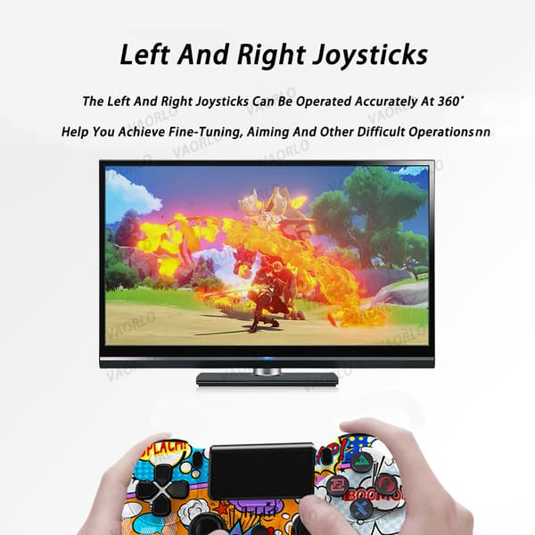 Letters Trådløs Bluetooth-kontroller med PS4/Slim/Pro, dobbel vibrasjon, kompatibel med Windows, PC, iOS, Android