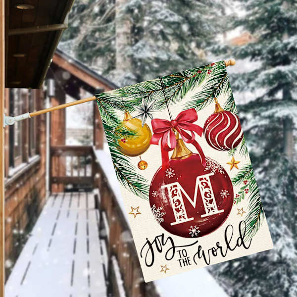Julemonogram Bogstav B Haveflag Ornament Kugler 12x18 Tommer Dobbeltsidet Ude