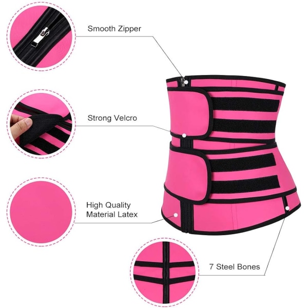 1:a Kvinnor Waist trainer Korsett Slimming Body Shaper Pink 5X-Large