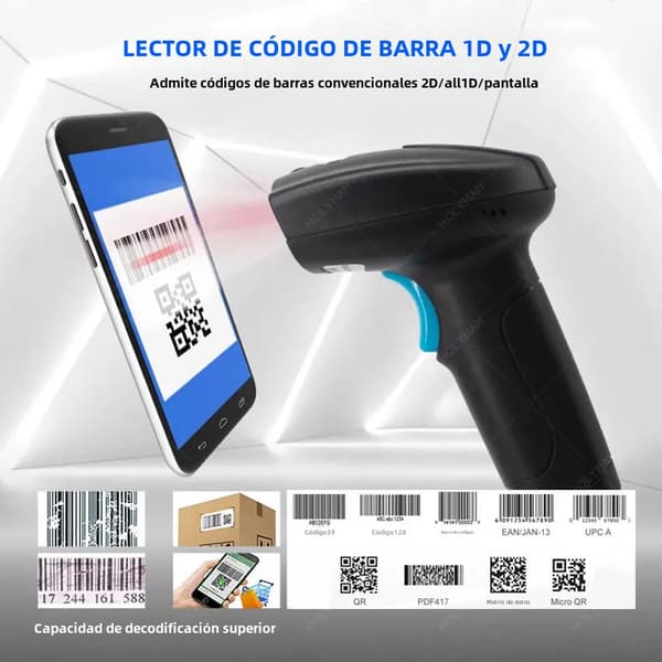 U2-B Kablet 1D/2D med stativ (blå knap), bærbar stregkodelæser, Bluetooth-forbindelse, 2D trådløs scanner, håndholdt 1D stregkodelæser U2 Add Stand