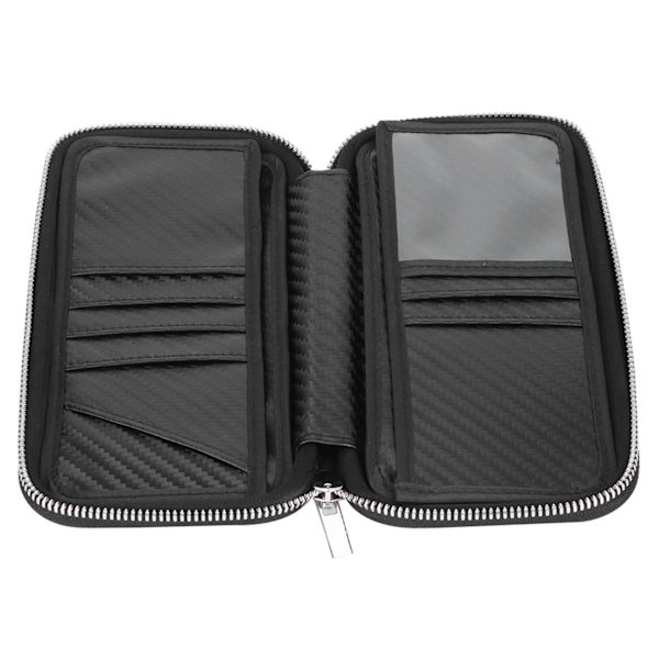 Kulfiber Business Wallet Bærbar Lynlås Wallet Kortholder Taske 21x11x3.5cm Sort Black