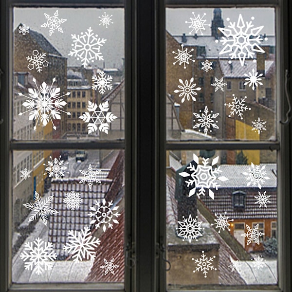 Julkulor snöflinga statiska klistermärken fönsterglas klistermärken jul snöflinga fönster klistermärken för jul white