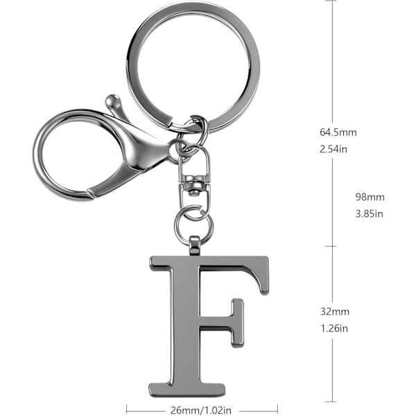 Nøglering med Guld Bogstav A-Z til Kvinder Taske Charms Pung Charms Til Håndtasker Metal Alphabet Initial Letter Nøglering Black-f