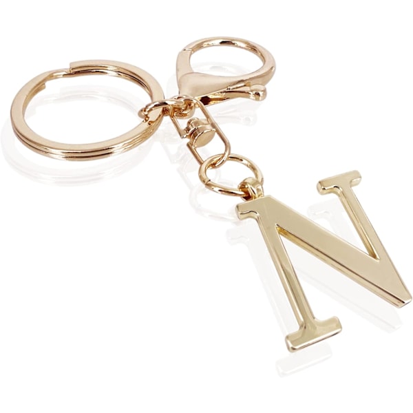 Nøglering med Guld Bogstav A-Z til Kvinder Taske Charms Pung Charms Til Håndtasker Metal Alphabet Initial Letter Nøglering N