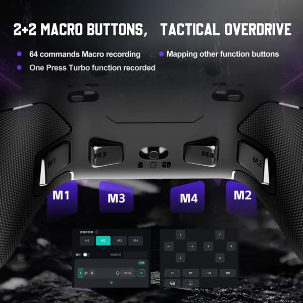 P5 2.4G & Bluetooth Trådløs Gaming Controller, Hall Trigger, Dobbelt Vibration, Makro Support