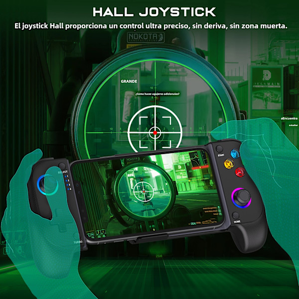 MC101 DinoFire Mobiltelefon Gamepad med Joystick og Bluetooth Controller Kompatibel med iPhone og Android Spilcontroller med Triggerknap