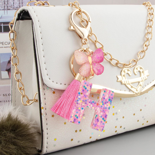 Sööt roosad võtmehoidjad naistele ja tüdrukutele, algustähega võtmehoidjad tutiga, ripatsid võtmetele, rahakotile, käekottidele ja seljakottidele Colorful Pink Butterfly-h