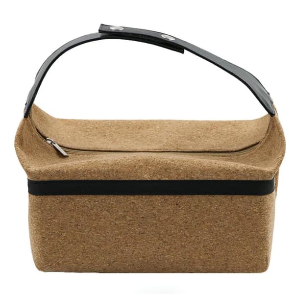 Te-set väska i träådrad läder, multifunktionell toteväska, kaffe picknick lunchväska