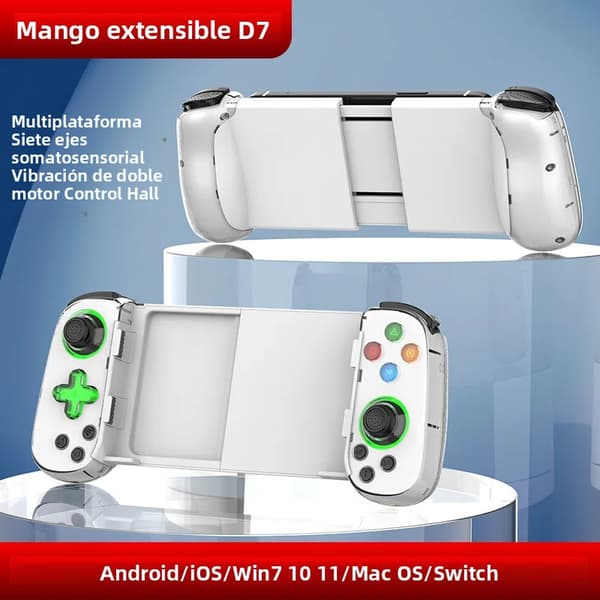D7 Hvid Bluetooth 5.2 Teleskopisk Gamepad, Kompatibel med Android, iOS, PS3, PS4, Switch, iPad
