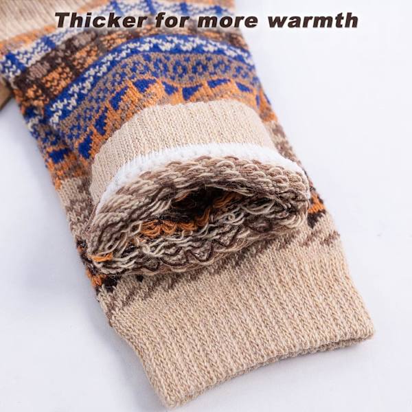 5 Par Dame Vintage Stil Tykke Uld Varme Vinter Strømper A1