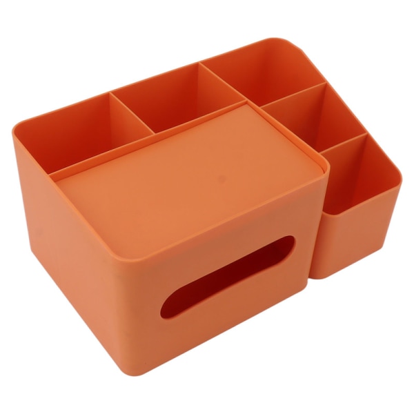 Multifunktions opbevaringsboks med låg, sarte plastikpapiropbevaringsbokse med glat overflade, velegnet til hjemmekontor, orange