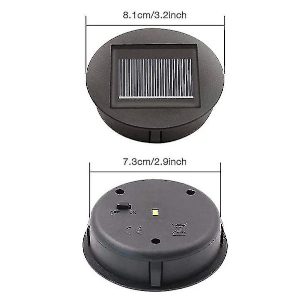 4 kpl aurinkokennovalaisimien varaosia LED-lampuilla, aurinkokennovalaisimien yläosan vaihto, LED-aurinkopaneeli lyhtykansi ulkokäyttöön