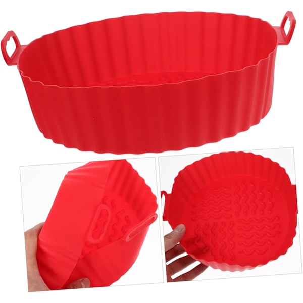 Bakplåt för Airfryer, Återanvändbar Airfryer-matta, Fritöstillbehör, Airfryer-tillbehör för Ugn, Silikonmatta för Airfryer Red