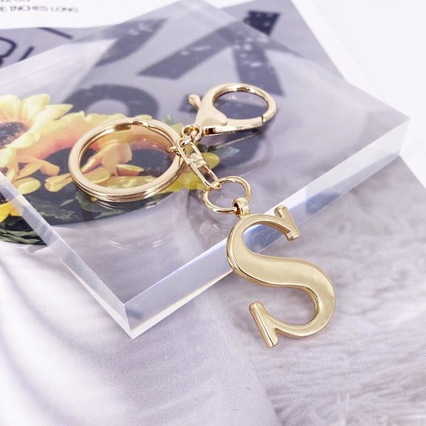 Nøglering med Guld Bogstav A-Z til Kvinder Taske Charms Pung Charms Til Håndtasker Metal Alphabet Initial Letter Nøglering S