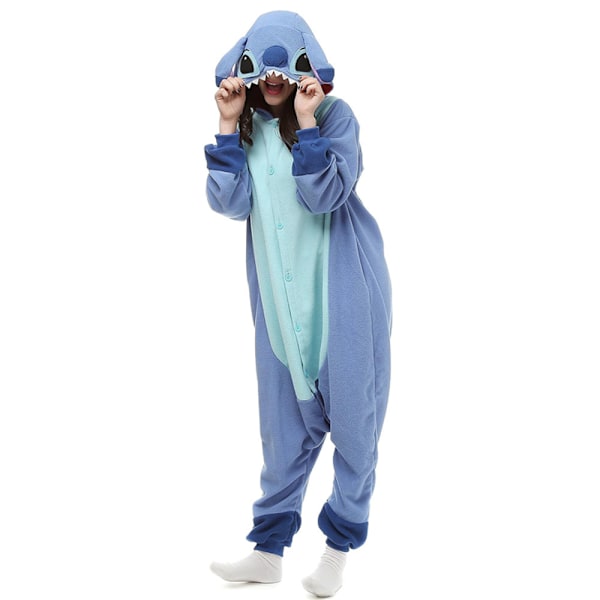 Aikuisen Onesie Eläinpuku Halloween Cosplay Asut Juhlapukeutumiseen Sininen XL