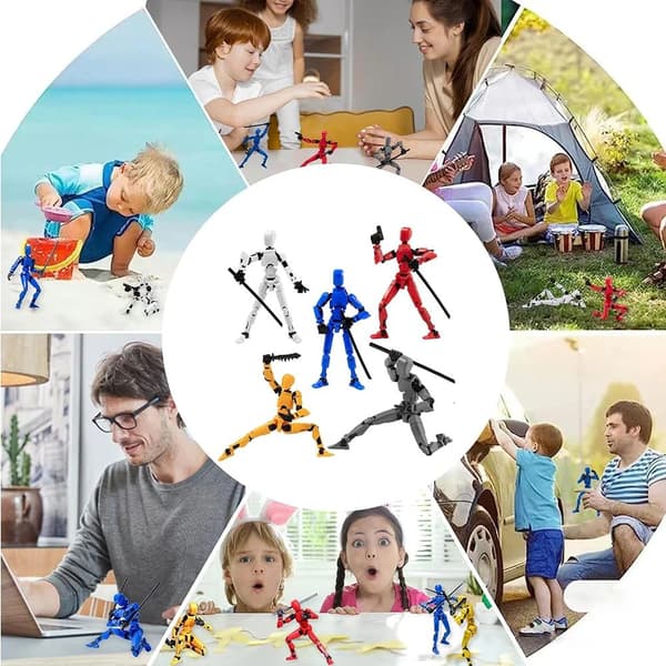 3D-printet Multi-leddet Transformerbar Actionfigur, Sort Artikulerede Model Legetøj til Børnegaver