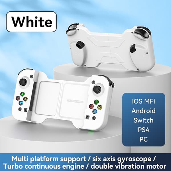 Hvid 6-akset gyroskop mobilspilcontroller, kompatibel med Android- og iOS-enheder