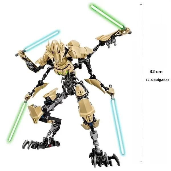 OPP Pose Robot General Style Action Figur 32 cm med Sabel, Sci-Fi Kampmodel med Byggeklodser, Gave