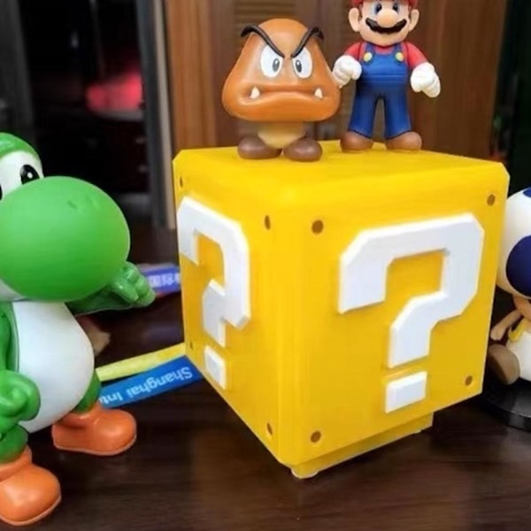Super Mario LED Spørgsmålstegn Lyd Opladning Nattelys Cube