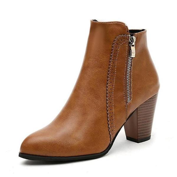 Ankelhøye pumps i skinn for kvinner, korte støvletter. BLACK 38