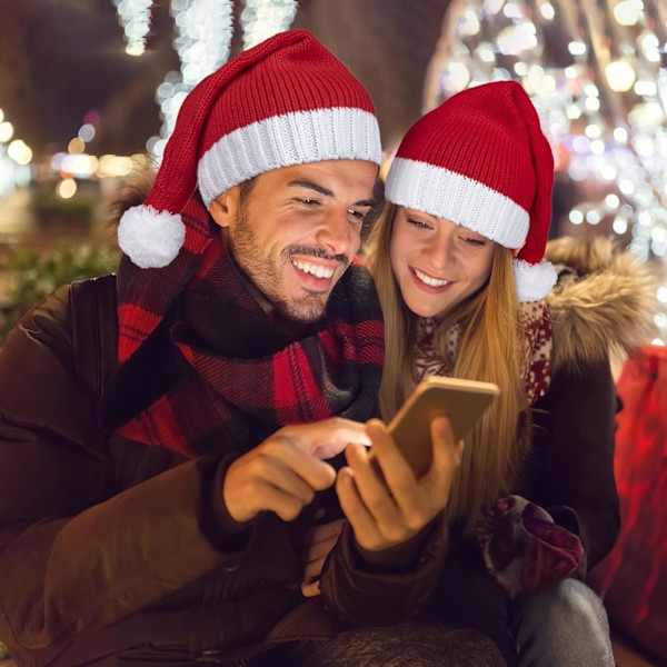 Jultomtehatt Röd Jultomtehatt Stickad Hatt Jultomtehatt För Vuxna Kvinnor Män A