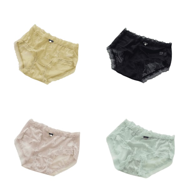 Fyra par sexiga tjejunderbyxor, midjehöga, andningsbara och bekväma, tunna, triangelshorts för sommaren. M