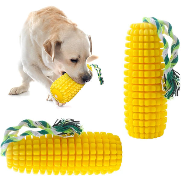 Tough Dog Chew Toys - Piippu- ja ei-piippu-vaihtoehdot, maissi-muotoinen interaktiivinen lelu aggressiivisille pureskelijoille, kestävä kumipurentaleikki koiralle