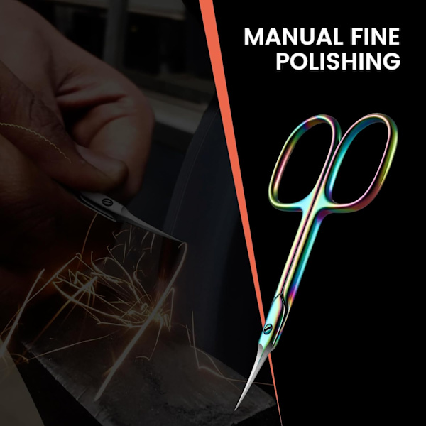 Böjda nagelbandssaxar - Precision manikyr sax nagelbandstrimmer, professionella nagelsaxar i rostfritt stål för nagelbandsskötsel, regnbåge Color