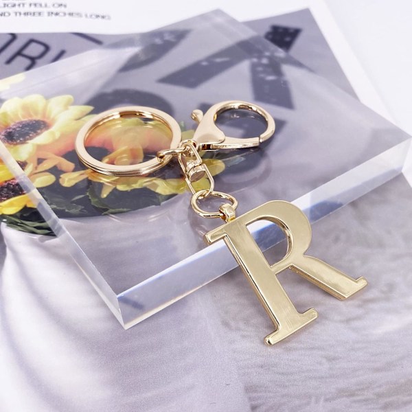 Nøglering med Guld Bogstav A-Z til Kvinder Taske Charms Pung Charms Til Håndtasker Metal Alphabet Initial Letter Nøglering R