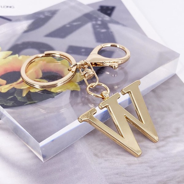 Nøglering med Guld Bogstav A-Z til Kvinder Taske Charms Pung Charms Til Håndtasker Metal Alphabet Initial Letter Nøglering W