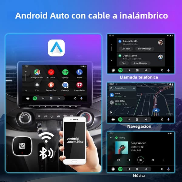 2-i-1 trådløs biladapter kompatibel med CarPlay og Android Auto for fabrikkmonterte kablede systemer
