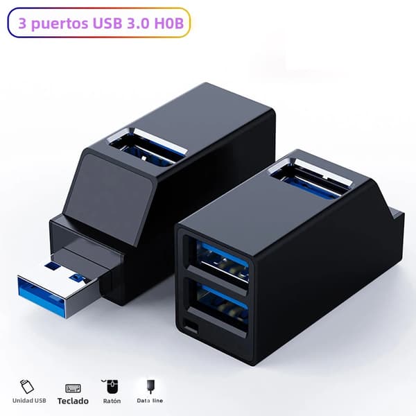 3-ports højhastigheds USB 3.0 Hub Forlænger Splitter Adapter til Bærbar Notebook Desktop Dataoverførsel Sort black