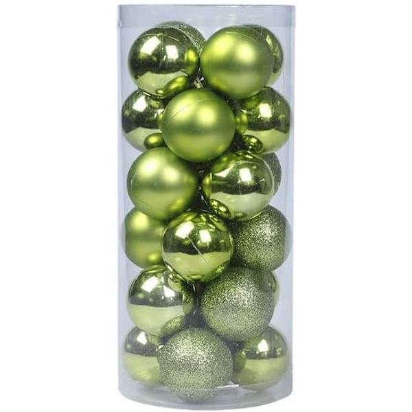 24 stk Julekuler Ornamenter Julepynt 24 Stykker Kuler Tre Ornamenter Dekorative Kule Hengepynt (Lysegrønn, 2.36 tommer) Light Green