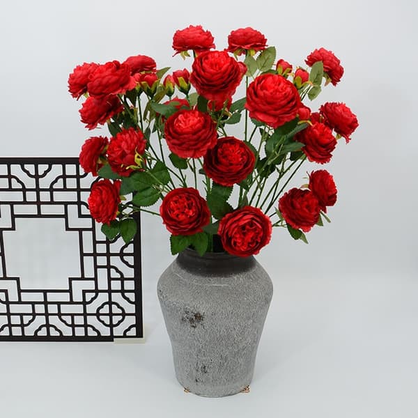 Kunstig pæon og rose, rød, 20 stk. red