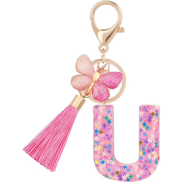 Sööt roosad võtmehoidjad naistele ja tüdrukutele, algustähega võtmehoidjad tutiga, ripatsid võtmetele, rahakotile, käekottidele ja seljakottidele Colorful Pink Butterfly-u