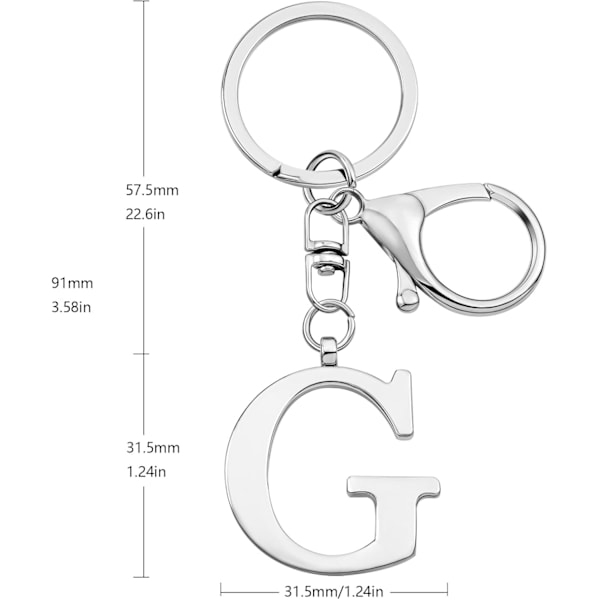 Nyckelring med guldbokstav A-Z för kvinnor, väskacharm, handväskacharm, metallinitialbokstavsnyckelring Silver-g
