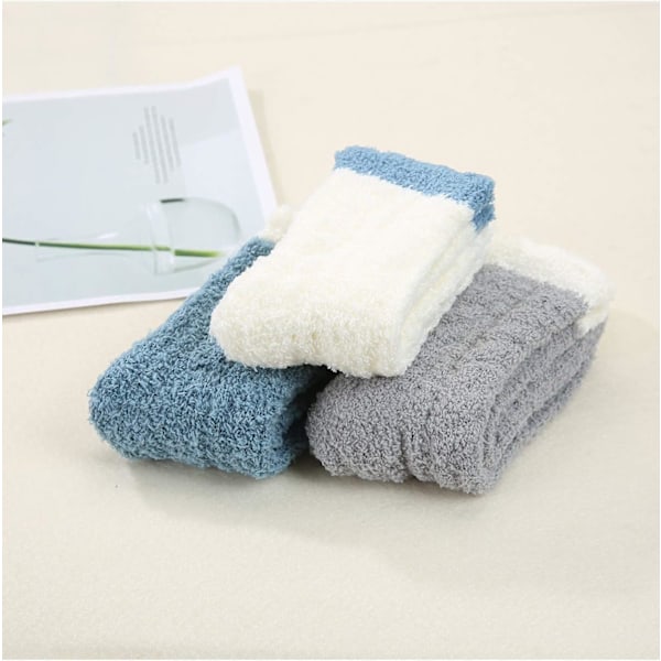 Mysiga Varma Toffelstrumpor Kvinnor Super Mjuka Mikrofiber Bekväma Sovstrumpor 6 eller 5 Par A4