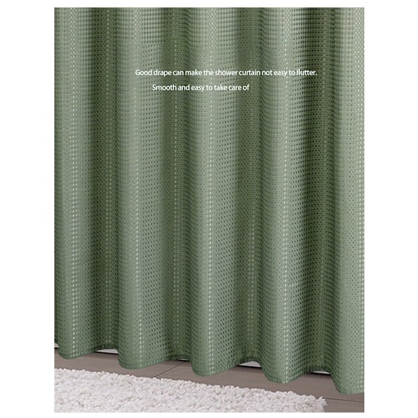Soya Grön Våffel Vattentät Mögelbeständig Polyester Duschdraperi Badrumsdraperi Sanitärt Mellanrum Duschdraperi Duschdraperi 180*180