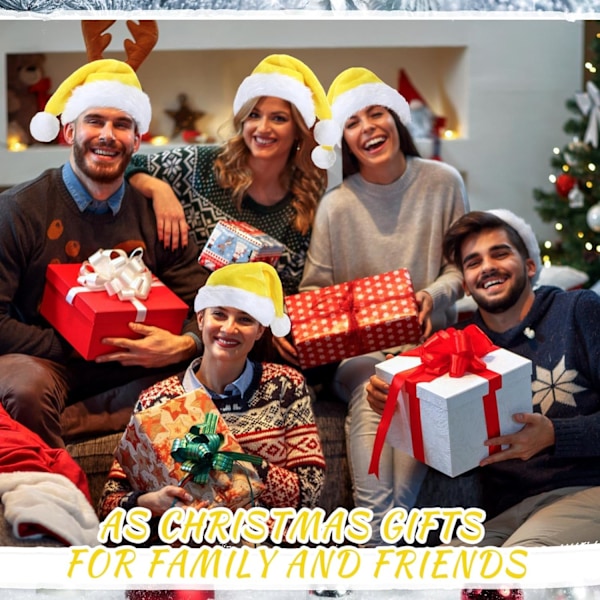 Vicenpal 20 stk. Julemandshue, Julehat Bulk Blød Unisex Julehatte til Voksne Kvinder & Mænd Festkostume (Gul) Yellow