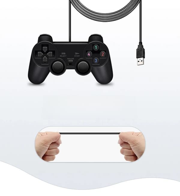 Kablet Gamepad Controller til PS2 Konsol med Dobbelt Vibration, USB Kompatibel med PC