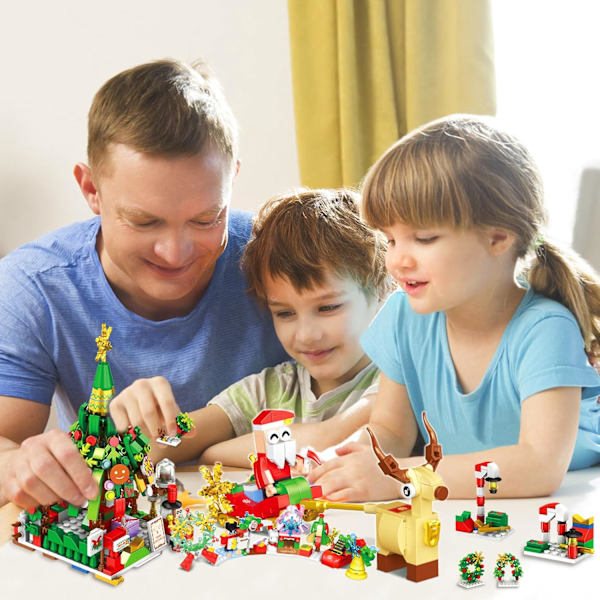 Kalender 2024, 618 Stycken Julbyggklossar Set, Mini Julbyggklossar, Nedräkning Jul Leksak, Julgåvosatser för Vuxna, Hall