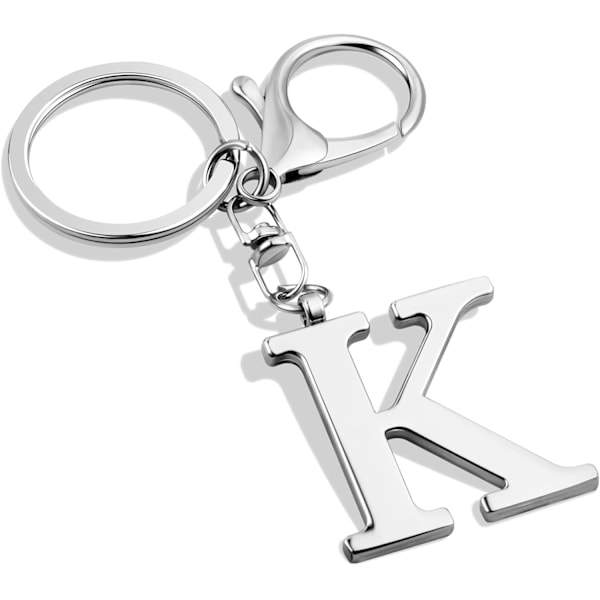 Nyckelring med guldbokstav A-Z för kvinnor, väskacharm, handväskacharm, metallinitialbokstavsnyckelring Silver-k