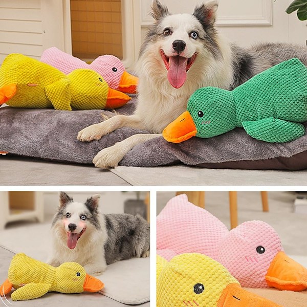 Quack-Quack Andedukke Hundefile, 2024 Nyeste Holdbar The Mellow Dog Rolig Andedukke Hundefile, Gul Stuffet Andedukke Hundefile for Hunder Innendørs Valp (Gul) Green