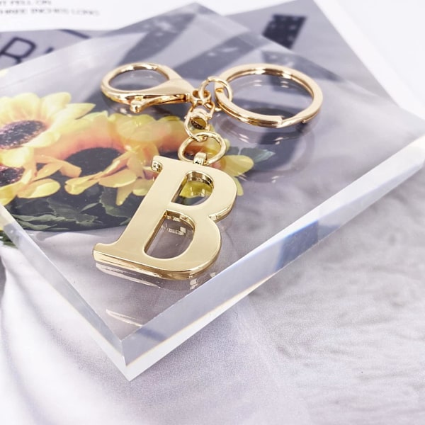 Nøglering med Guld Bogstav A-Z til Kvinder Taske Charms Pung Charms Til Håndtasker Metal Alphabet Initial Letter Nøglering B