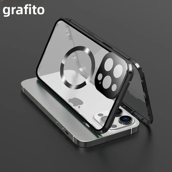 Blå; Kompatibilitet efter modell: iPhone 13 Pro Max - Mobilskal med iPhone 12 13 14 15 16 Pro Max 16E 360° med linsskydd Fullständigt skydd Magnetisk metallram Blue 13 Pro Max