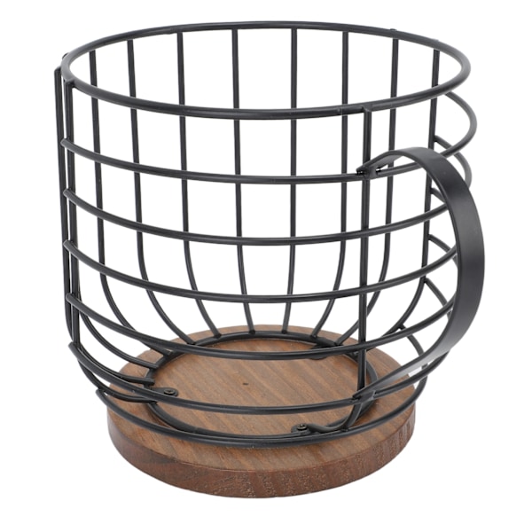 Jern kaffekapselholder med stor kapacitet, pladsbesparende træbase, husholdningskaffekapsel opbevaringsboks sort med låg black with lid
