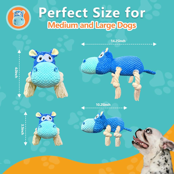 Hunde leker for aggressive tyggere - Hunde leker for å holde dem opptatt Squeaky hunde leker for store hunder (blå, medium)