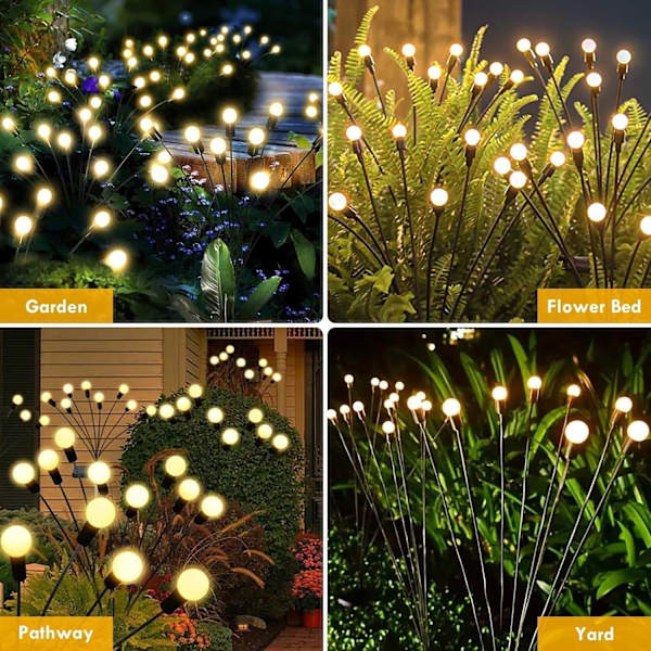 4 kpl aurinkokennovalaisinta puutarhaan, 32 LED-tulikärpäsen aurinkovalaisinta ulkokäyttöön, vedenpitävät keinuvat aurinkokäyttöiset pihavalaisimet terassin ja puutarhan koristeluun