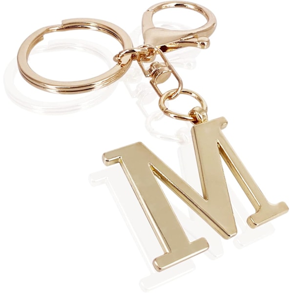 Nøglering med Guld Bogstav A-Z til Kvinder Taske Charms Pung Charms Til Håndtasker Metal Alphabet Initial Letter Nøglering M