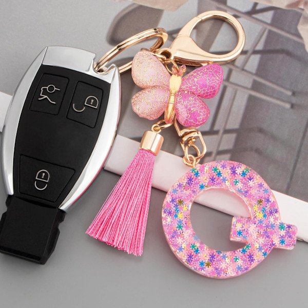 Sööt roosad võtmehoidjad naistele ja tüdrukutele, algustähega võtmehoidjad tutiga, ripatsid võtmetele, rahakotile, käekottidele ja seljakottidele Colorful Pink Butterfly-q